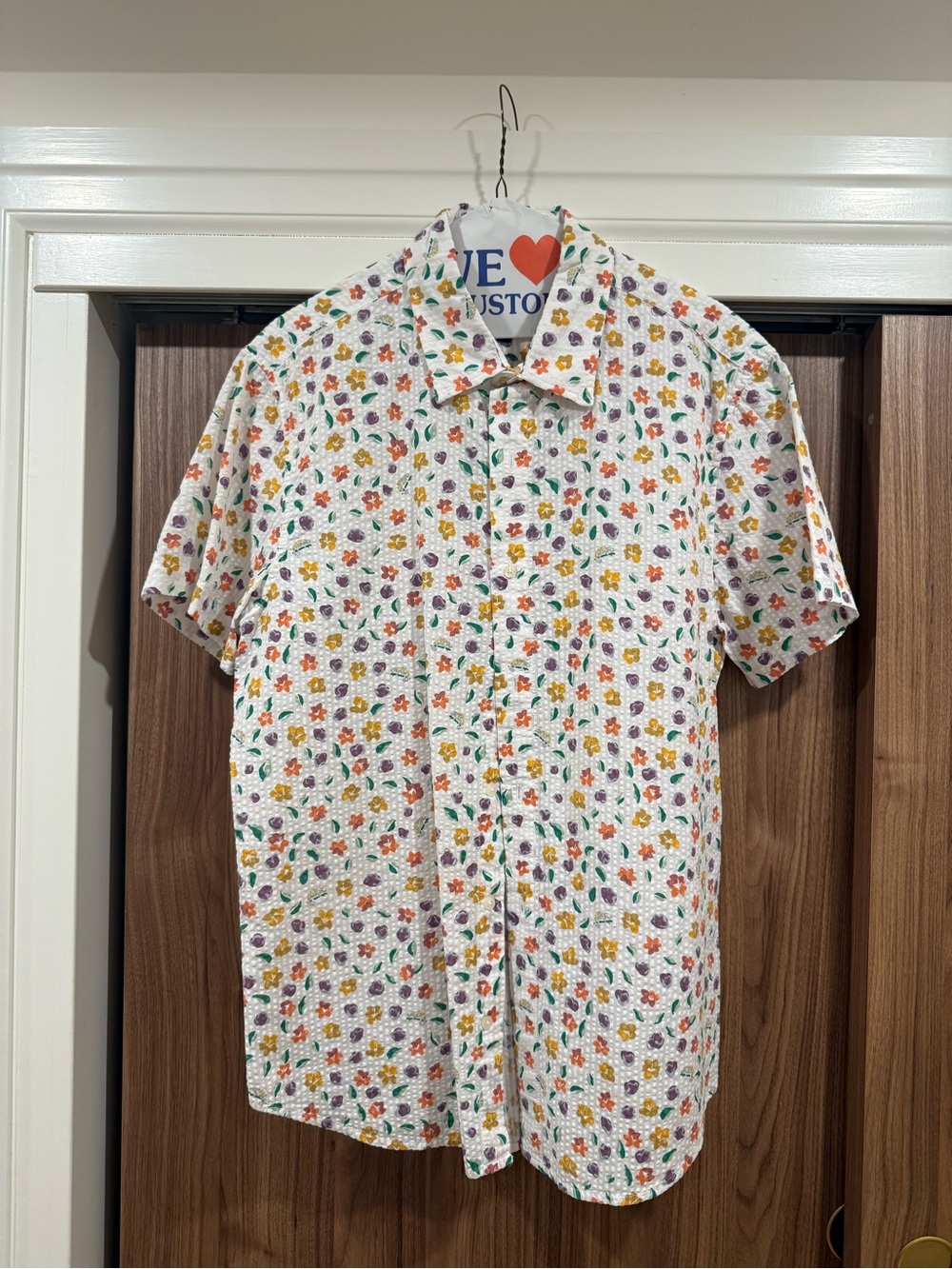 Bonobos White Short-Sleeve Floral Button-Down Shirt L